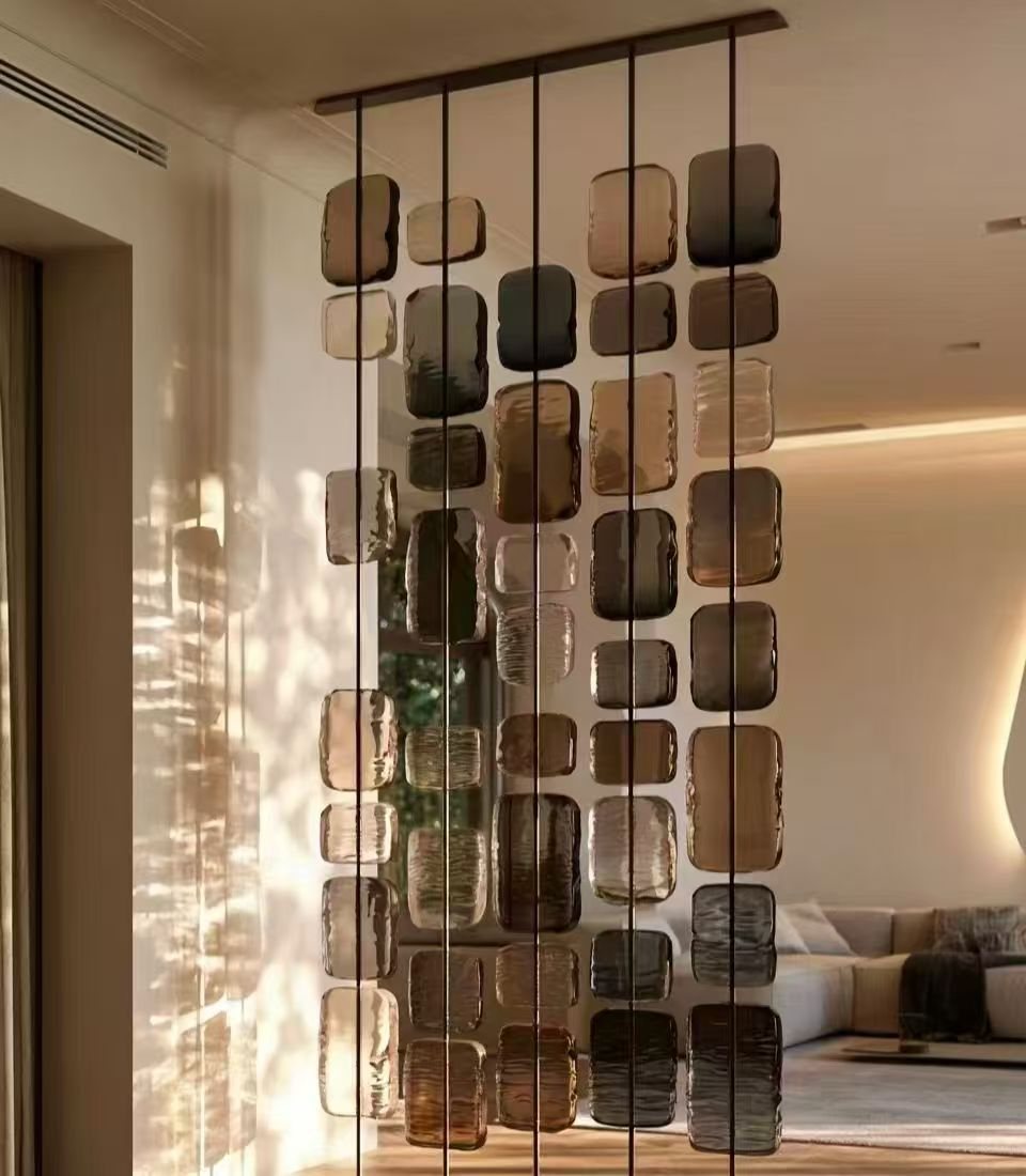 Custom hanging glass bead screen room divider by ETERNAL