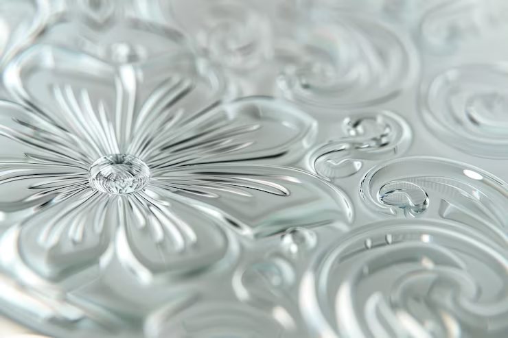 Embossed floral glass texture close-up — glass types comparison by ETERNAL
