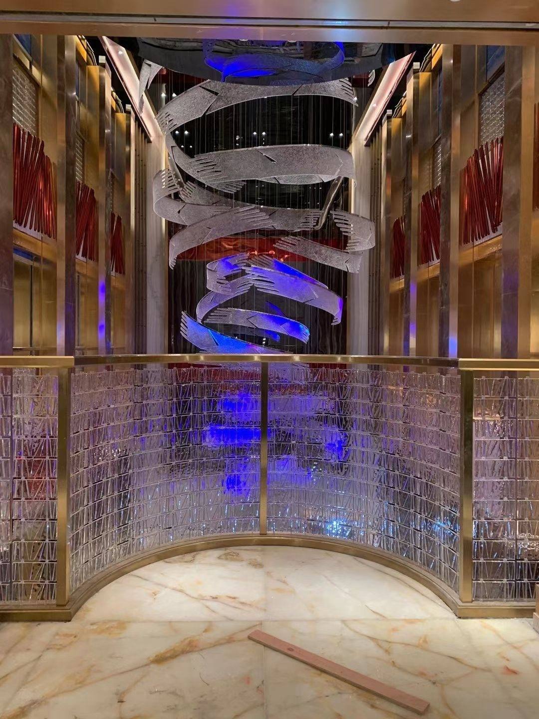 Crystal glass elevator lobby — Clubhouse Lounge · Crystal Glass Tile Art Wall Project by ETERNAL
