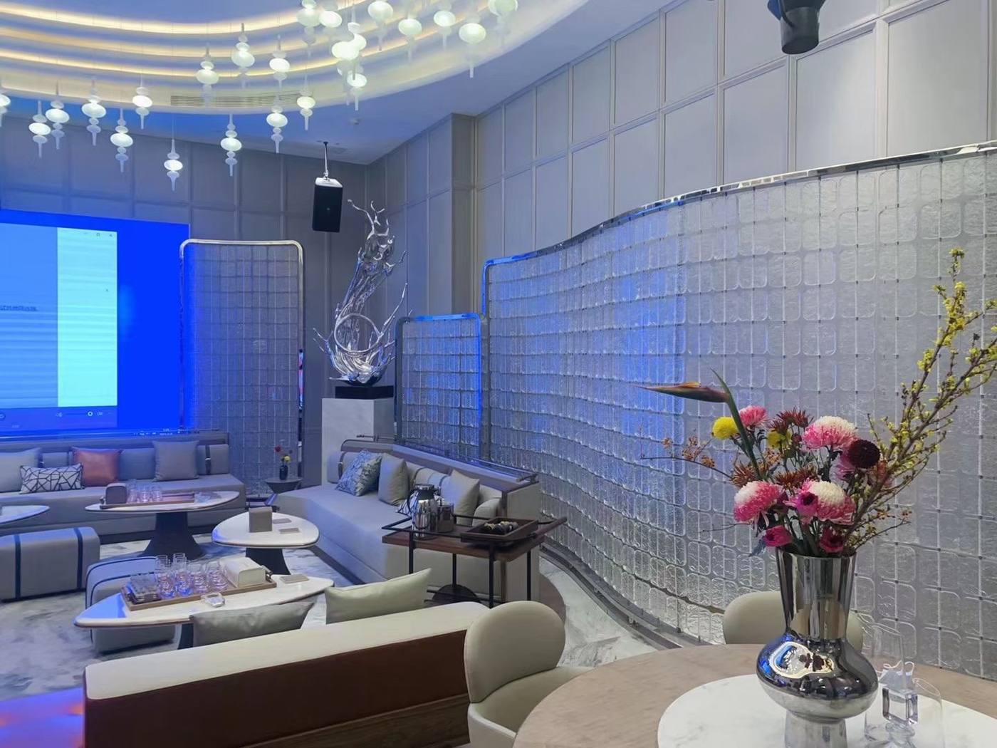 Lounge overview — Clubhouse Lounge · Crystal Glass Tile Art Wall Project by ETERNAL