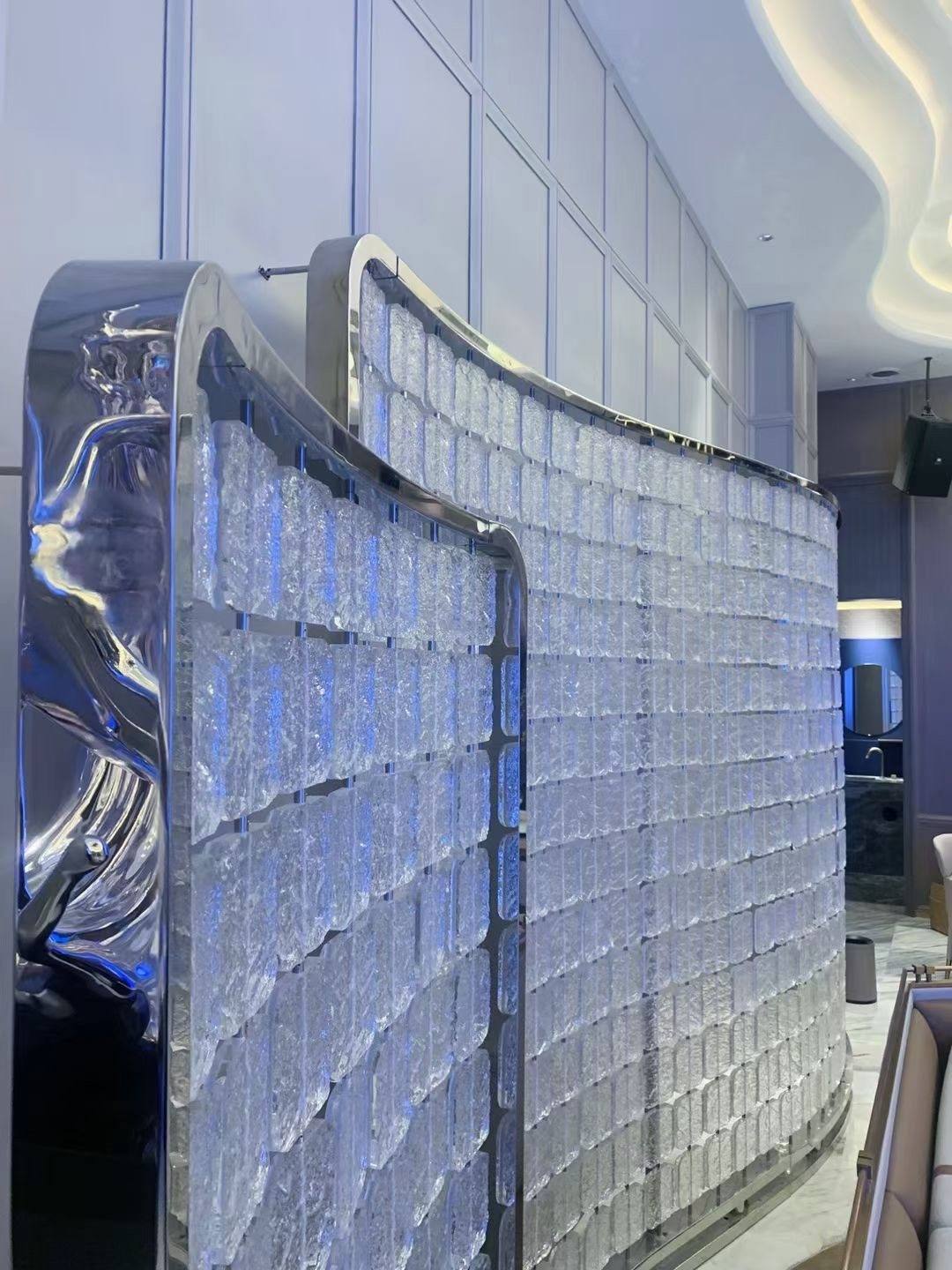 Crystal tile texture detail — Clubhouse Lounge · Crystal Glass Tile Art Wall Project by ETERNAL