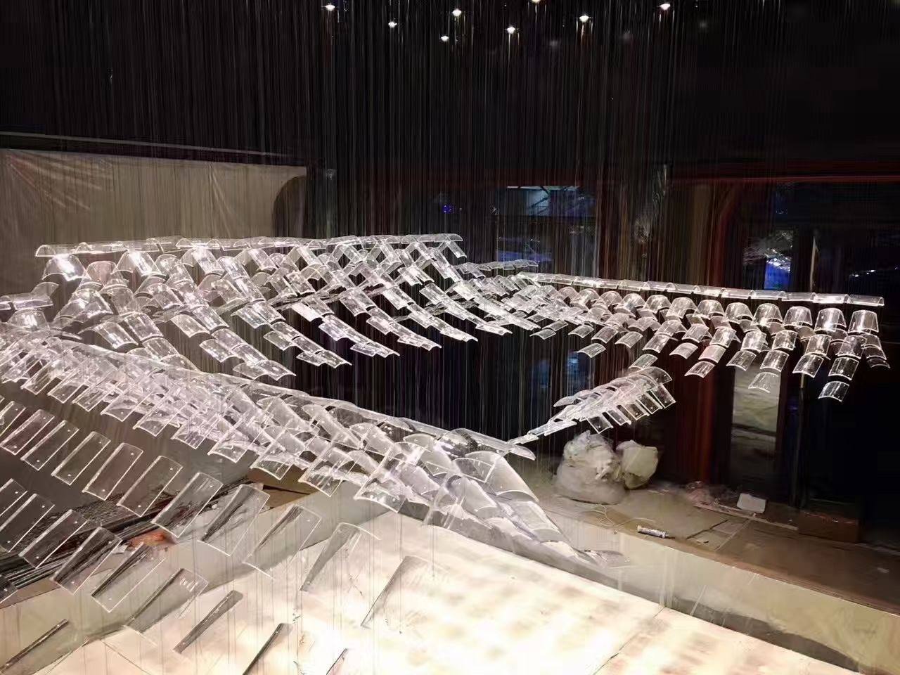 Pre-assembly in the workshop — Crystal Glass Tiles · Suspended Art Installation Project by ETERNAL