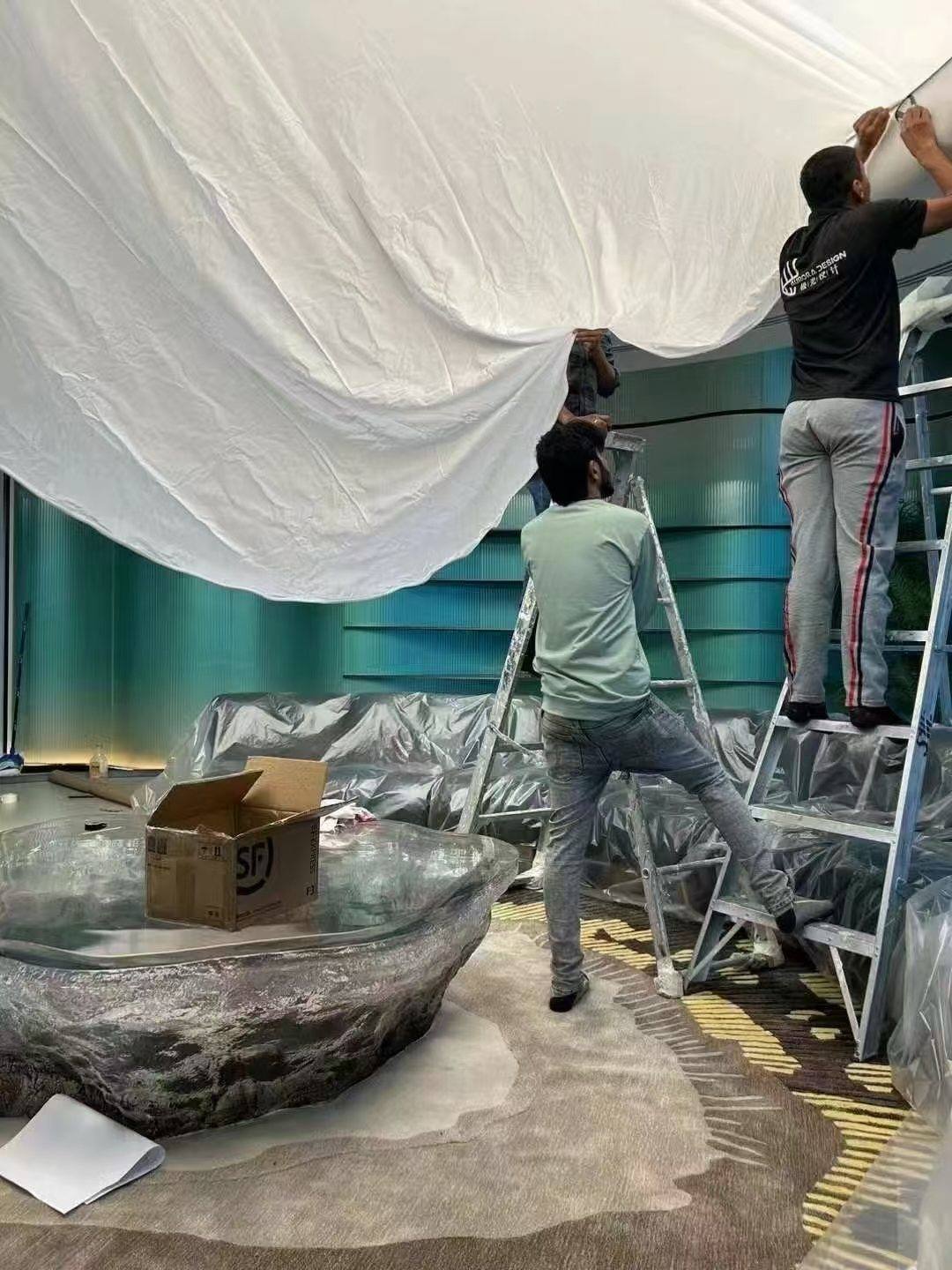 Gradient glass wall installation — Dubai VIP Lounge · Gradient Art Glass Project by ETERNAL