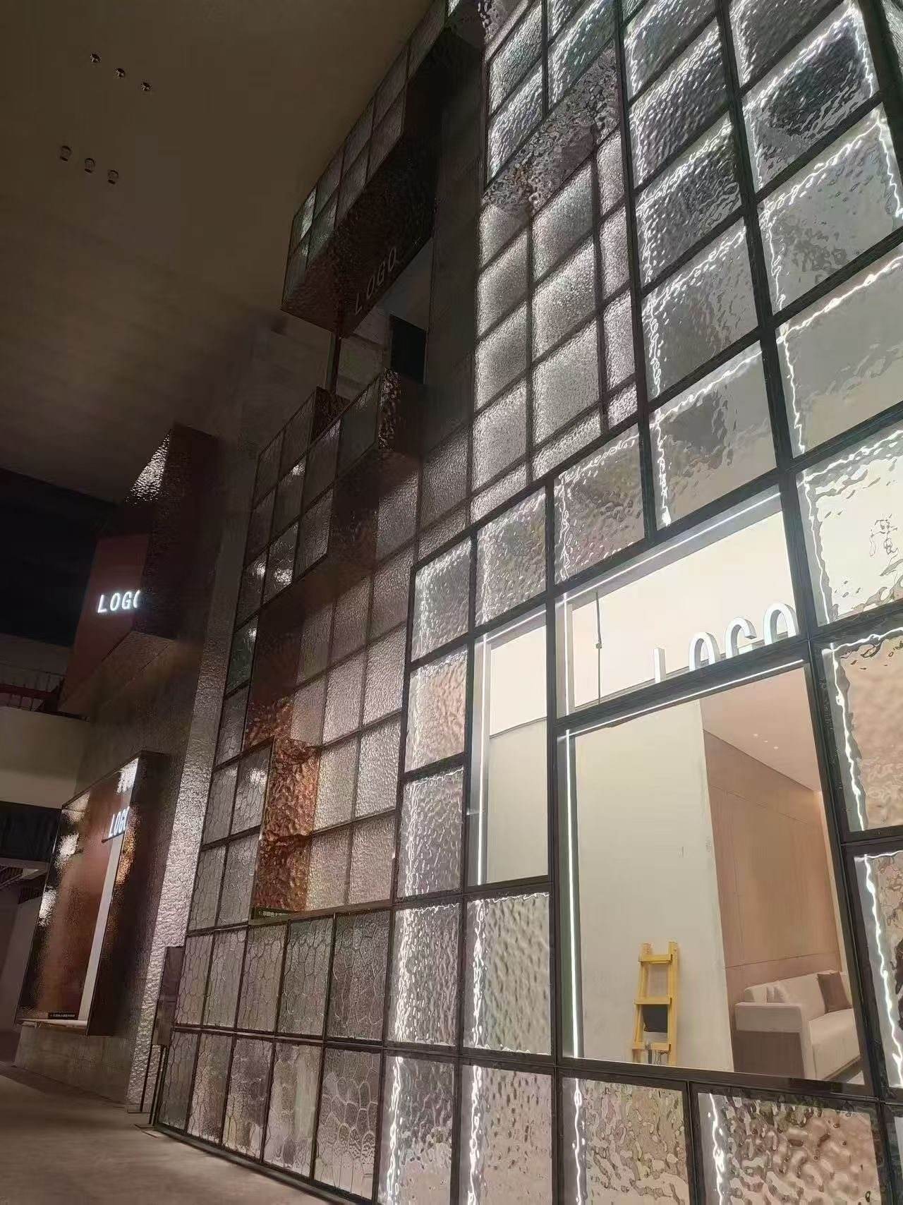 Full-height fused glass screen facade — Premium Clubhouse · Fused Textured Glass Screen Project by ETERNAL