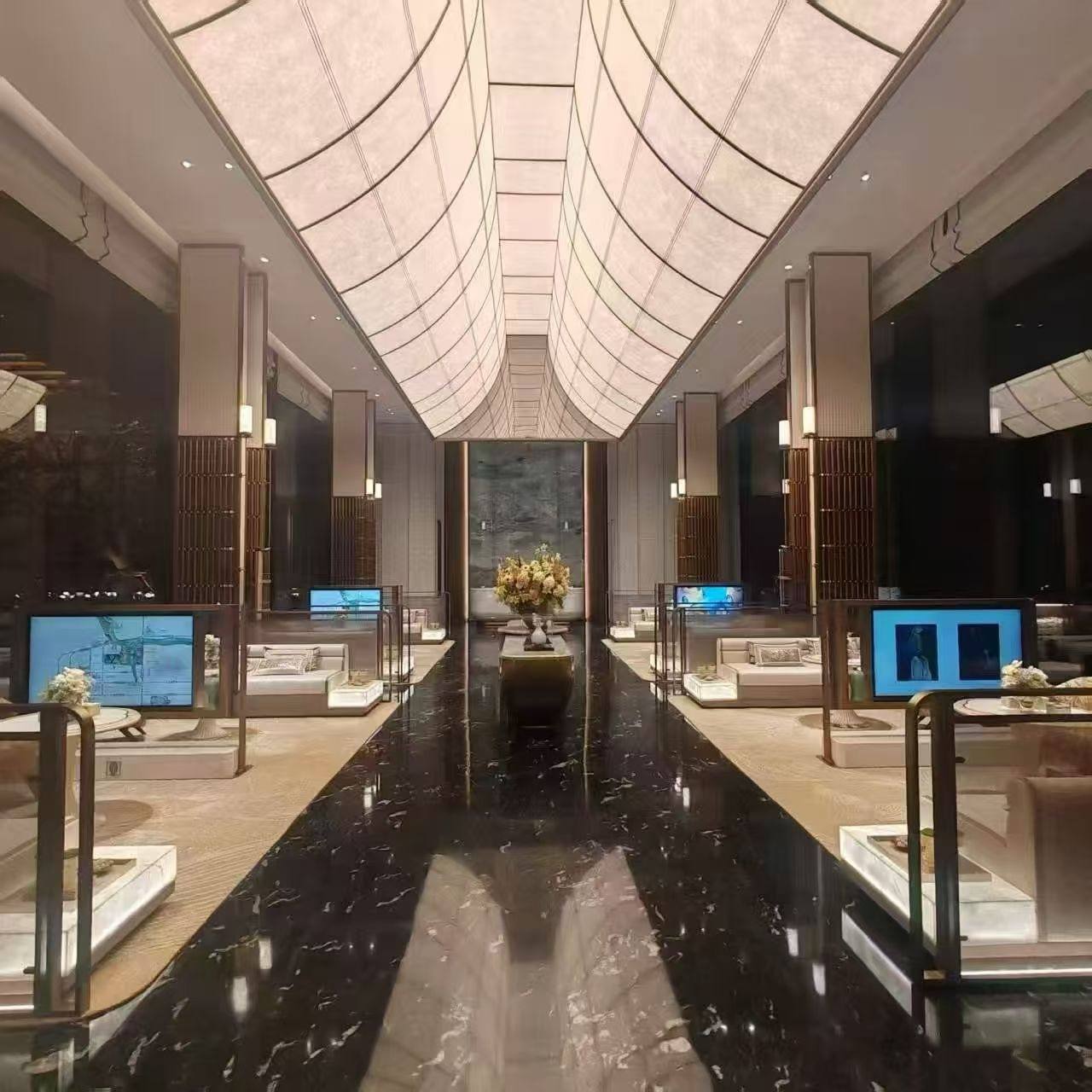 Faux alabaster panels at the lobby reception — Luxury Hotel · Translucent Faux Alabaster Panel Lobby Project by ETERNAL